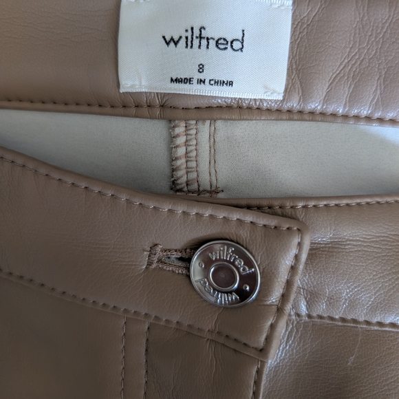 Aritzia Wilfred Womens 8 Tan Faux Leather Pants Bikercore Cyberpunk Preppy - Picture 7 of 8